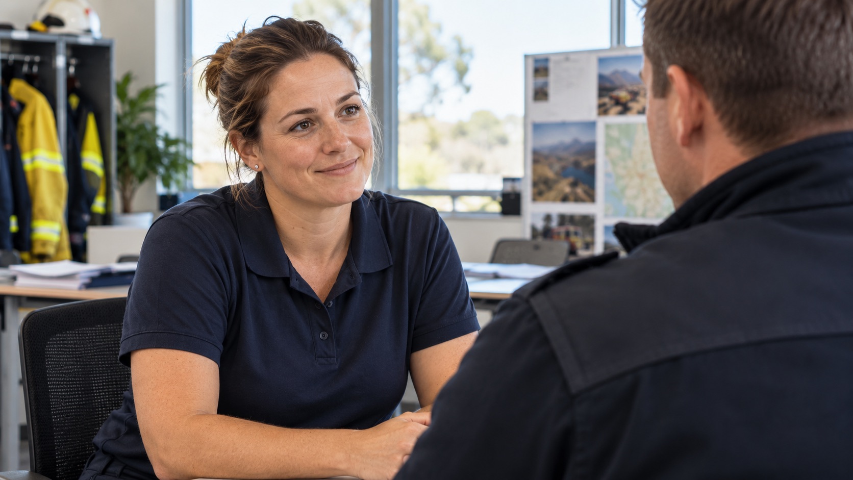 Peer supporter listening to a colleague